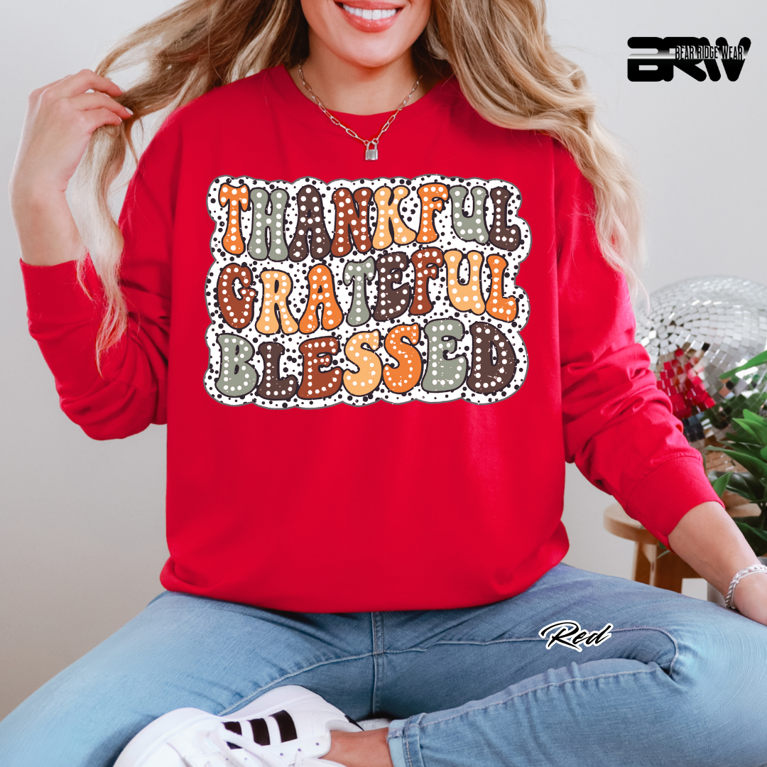 'Thankful Grateful Blessed' Fall Long-Sleeve Tee