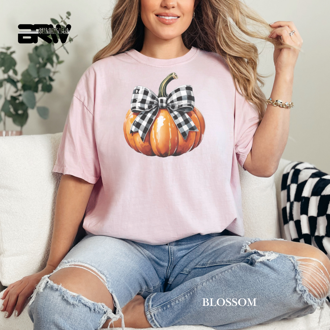 'Pumpkin With plaid Bow' Fall Tee