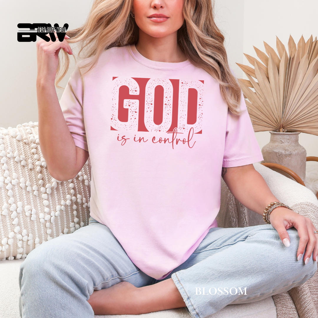 'God Is In Control-Pink' Faith Tee
