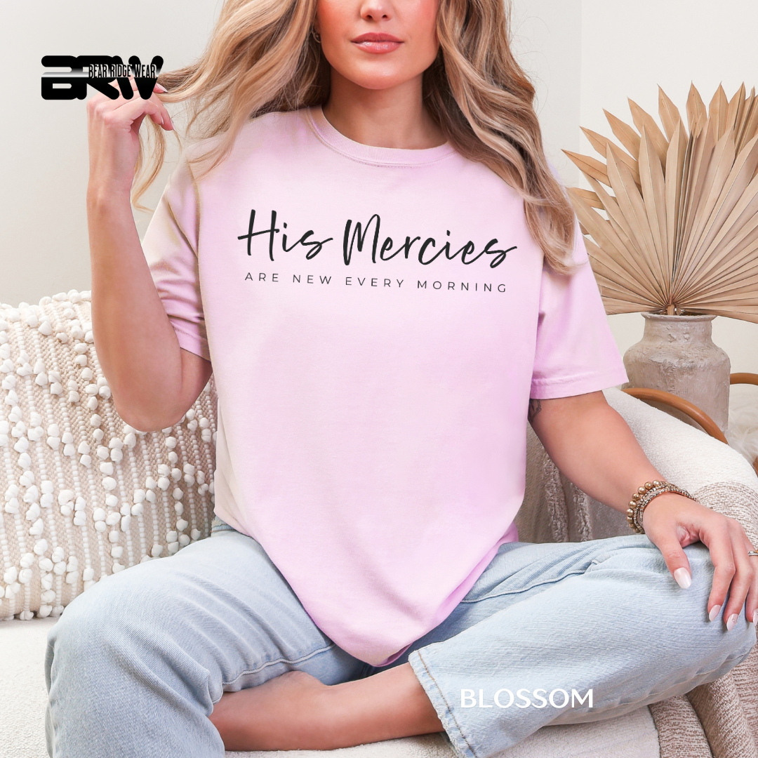 'His Mercies-White' Faith Tee
