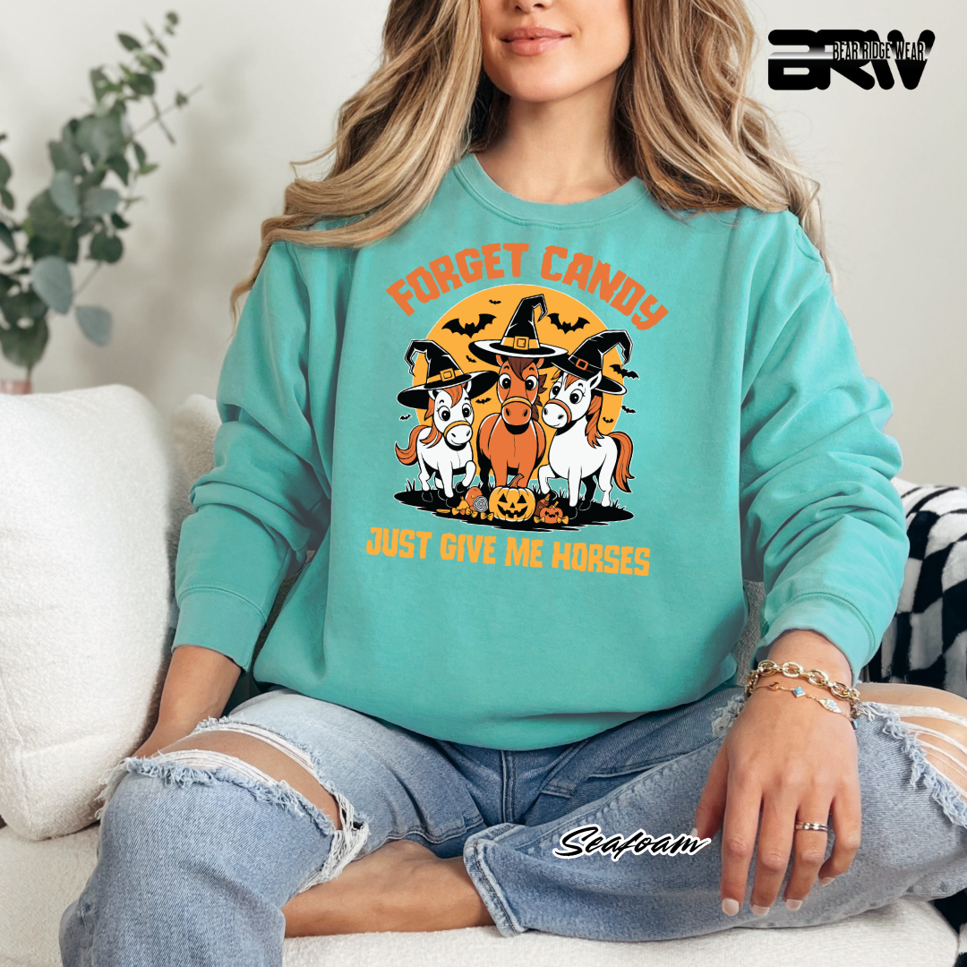 'Forget Candy-Horses.' Fall Crewneck Sweatshirt
