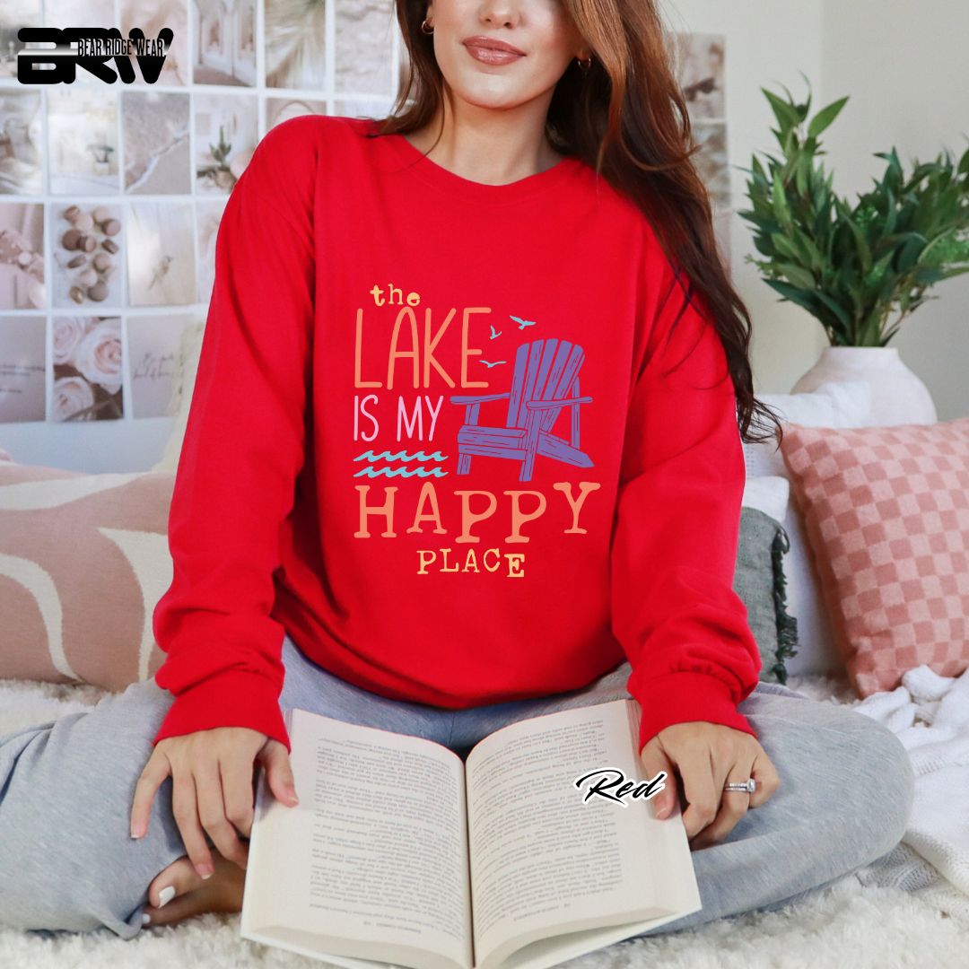 'The Lake Is My Happy Place' Summer Long Sleeve Tee