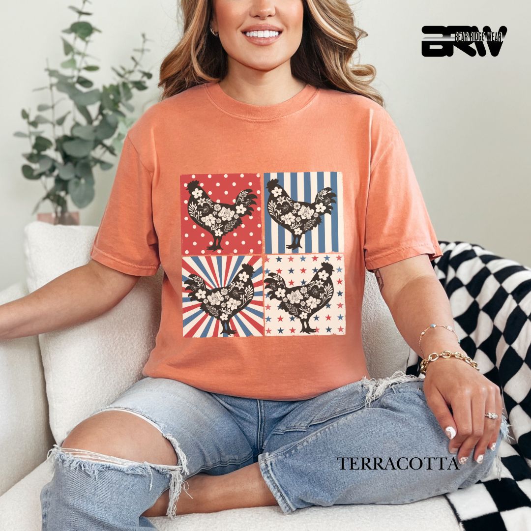 4th Of July Chickens - Patriotic Tee