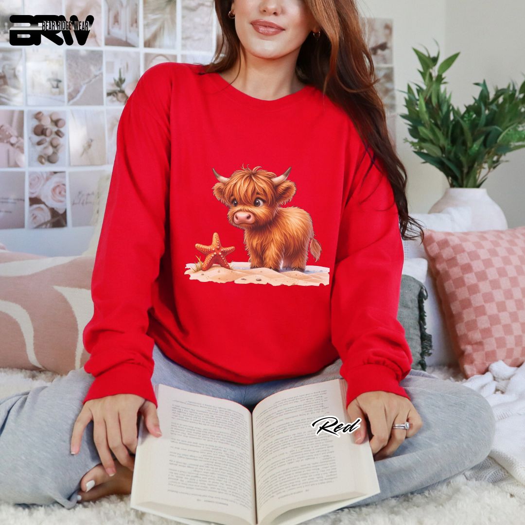 'Highland Cow- Starfish' Summer Long Sleeve Tee