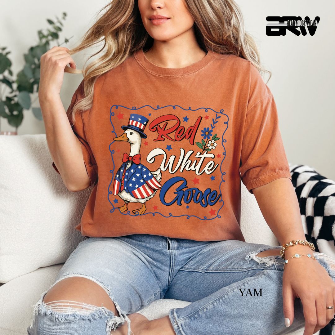 Red-White Goose- Patriotic Tee