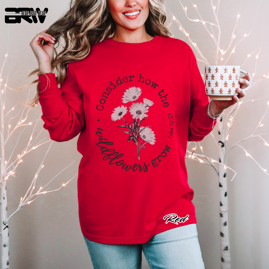 'Consider How The Wildflower Grow' Faith Long-Sleeve Tee