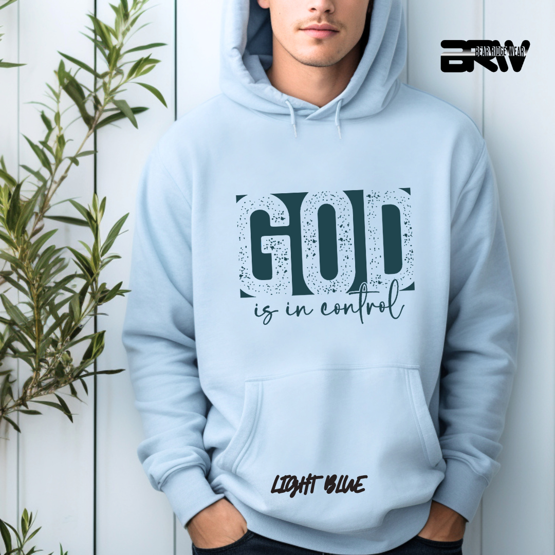 'God Is In Control' Blue Stroke  Faith Hoodie