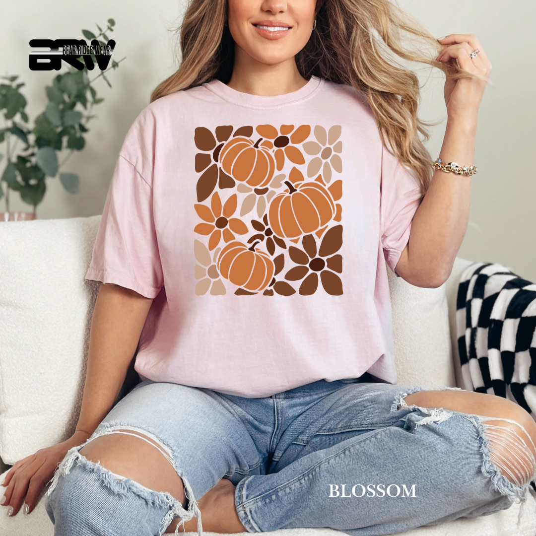 'Boho Floral Pumpkin' Fall Tee