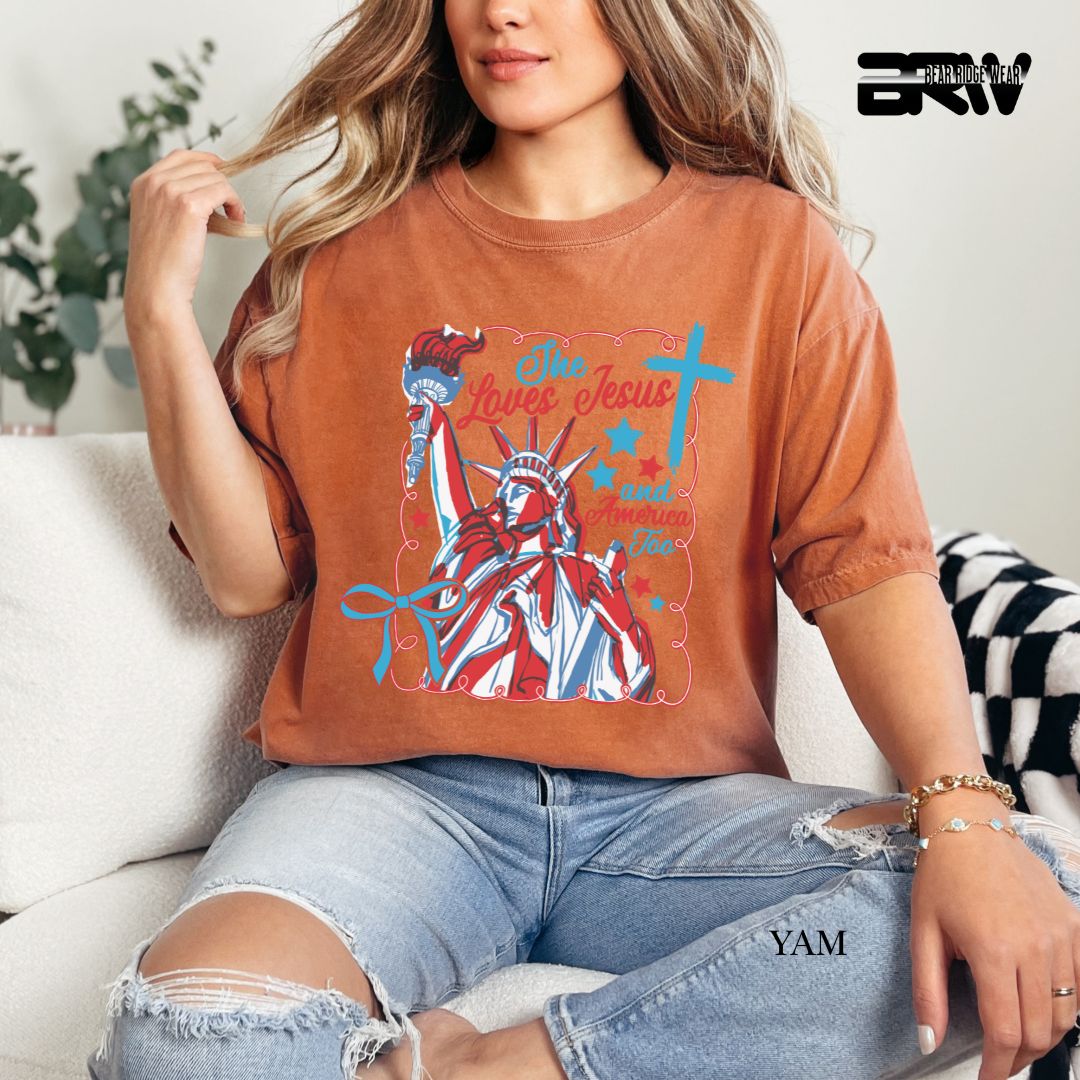 She Loves Jesus-America- Patriotic Tee