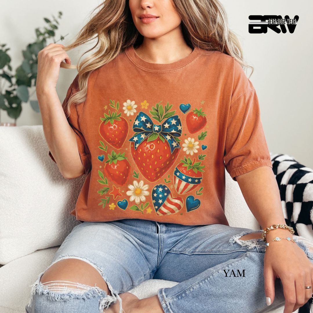 Strawberries- Patriotic Tee
