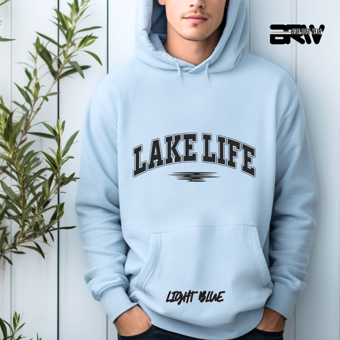 "Lake Life" Black Stroke Hoodie