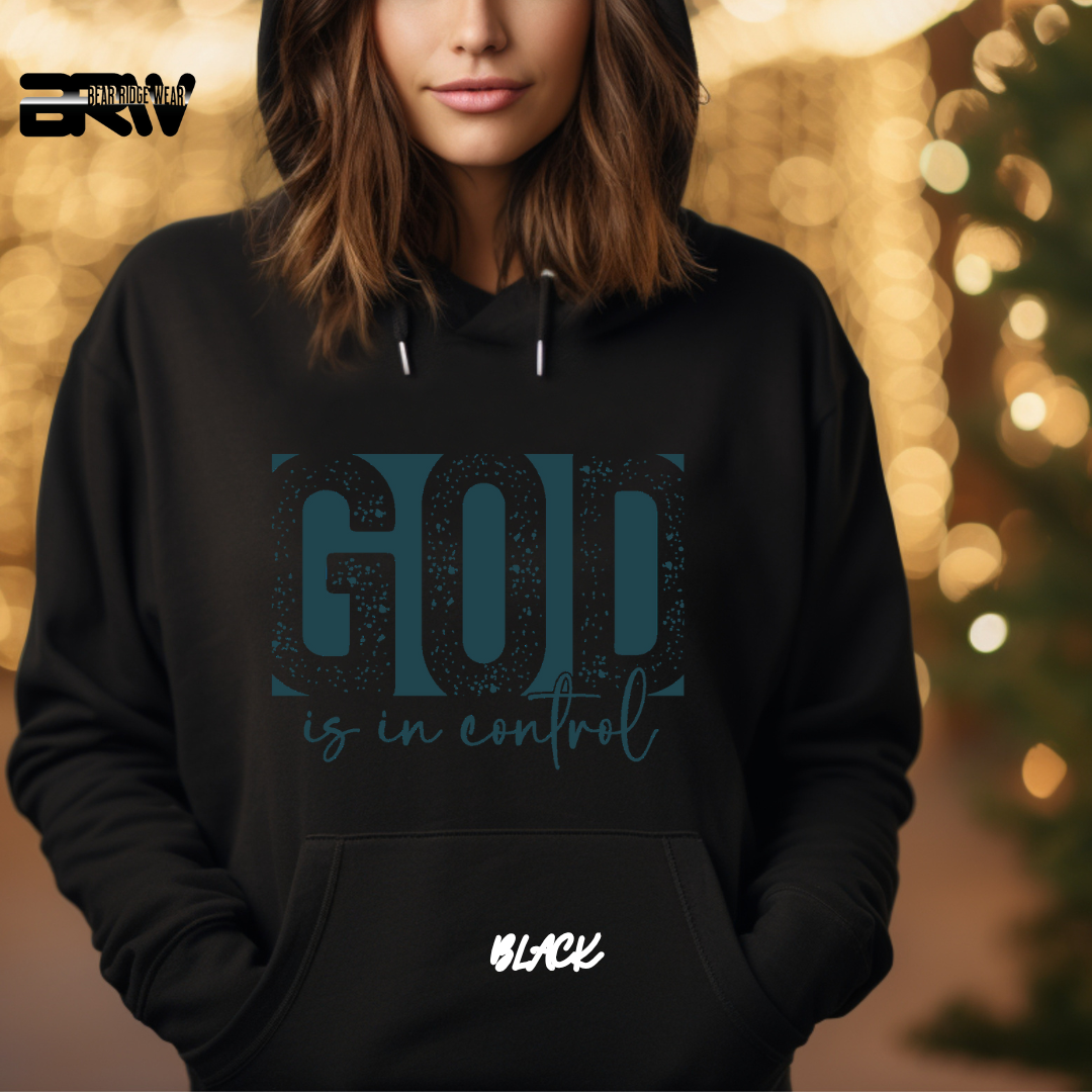 'God Is In Control' Blue Stroke  Faith Hoodie
