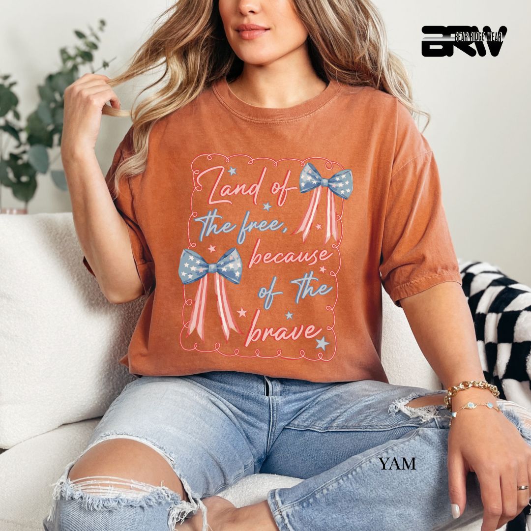 Land Of The Free-Bows- Patriotic Tee