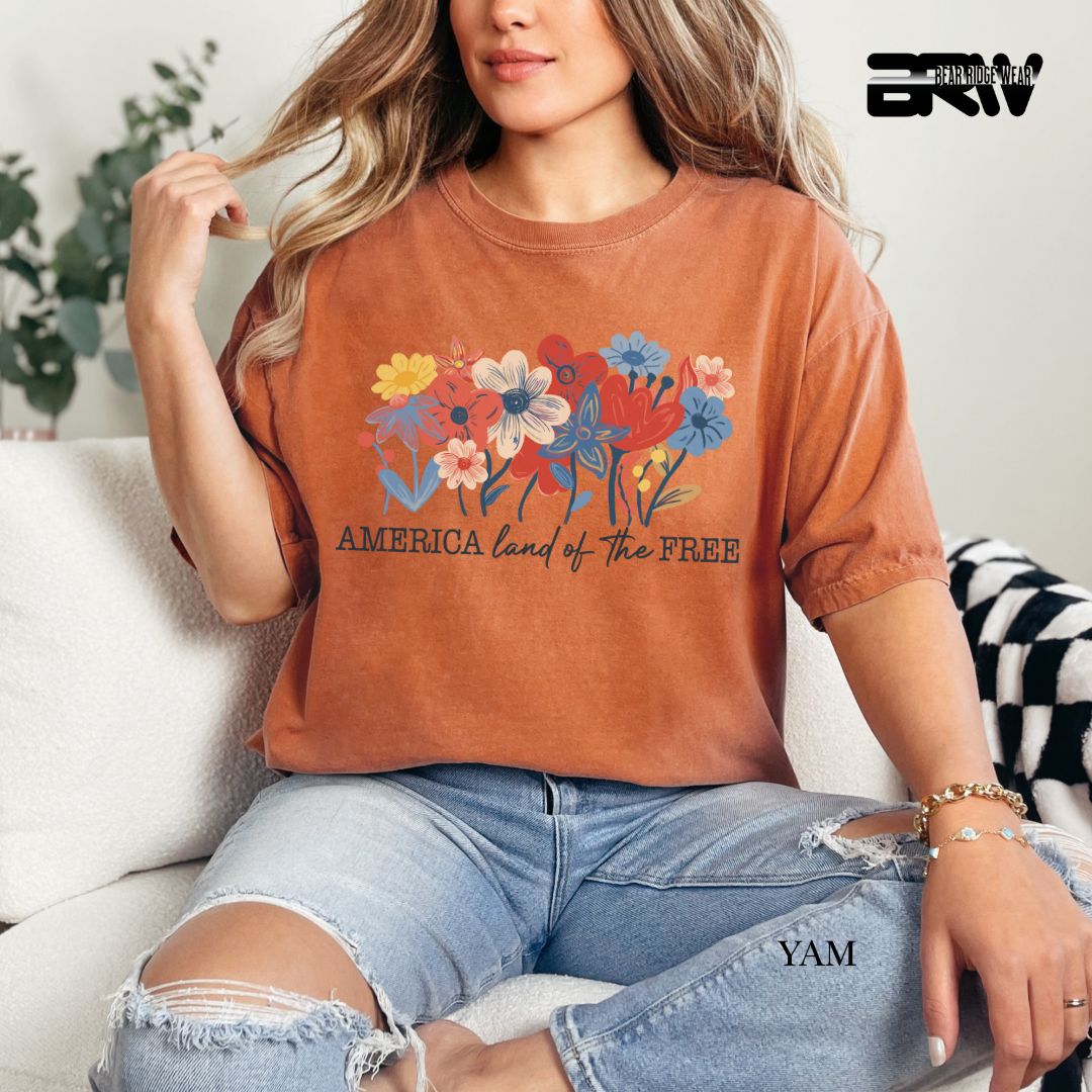 America Flowers- Patriotic Tee
