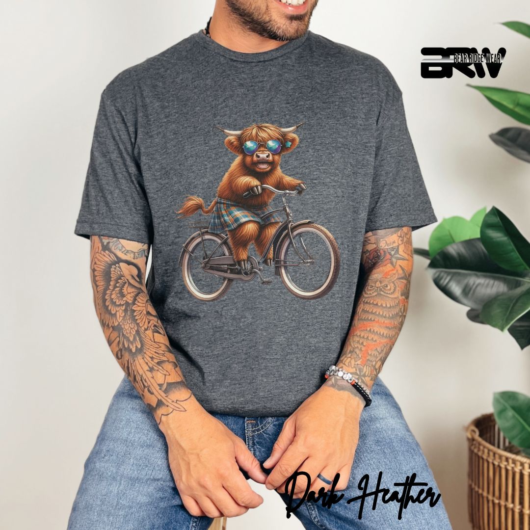 'Highland Cow- Bicycle' Summer T- Shirt