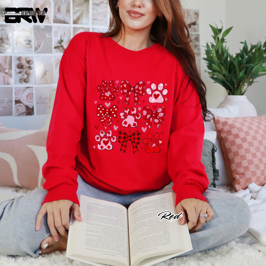 'Dog Paws and Ribbons' Long Sleeve Tee