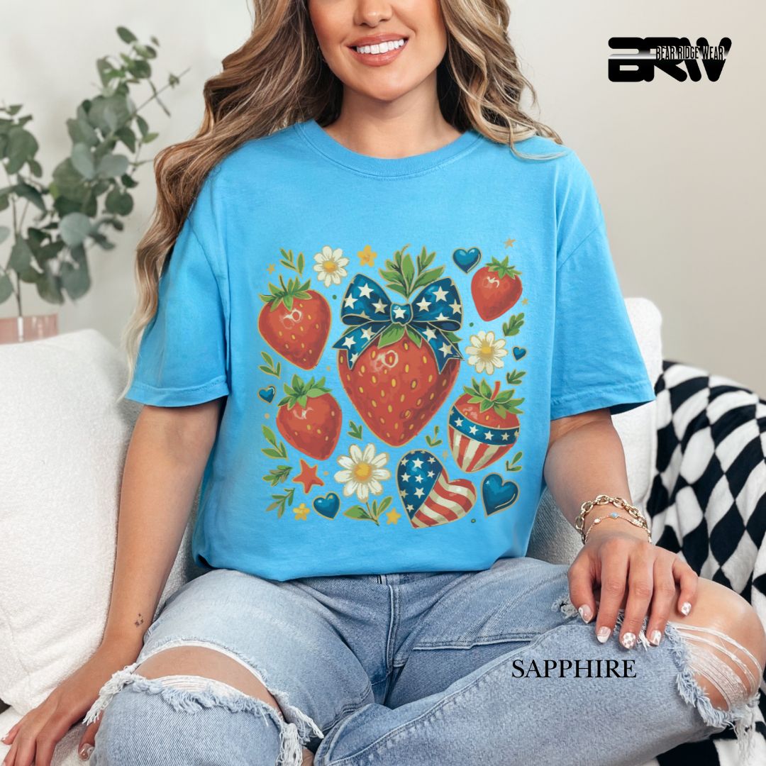 Strawberries- Patriotic Tee