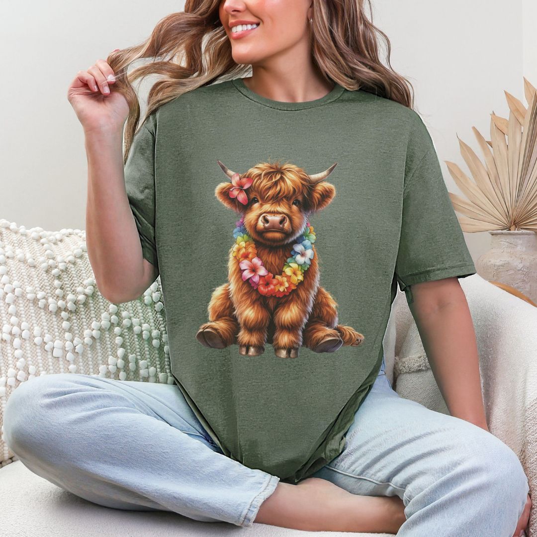 'Highland Cow- Lei'  Summer Tee