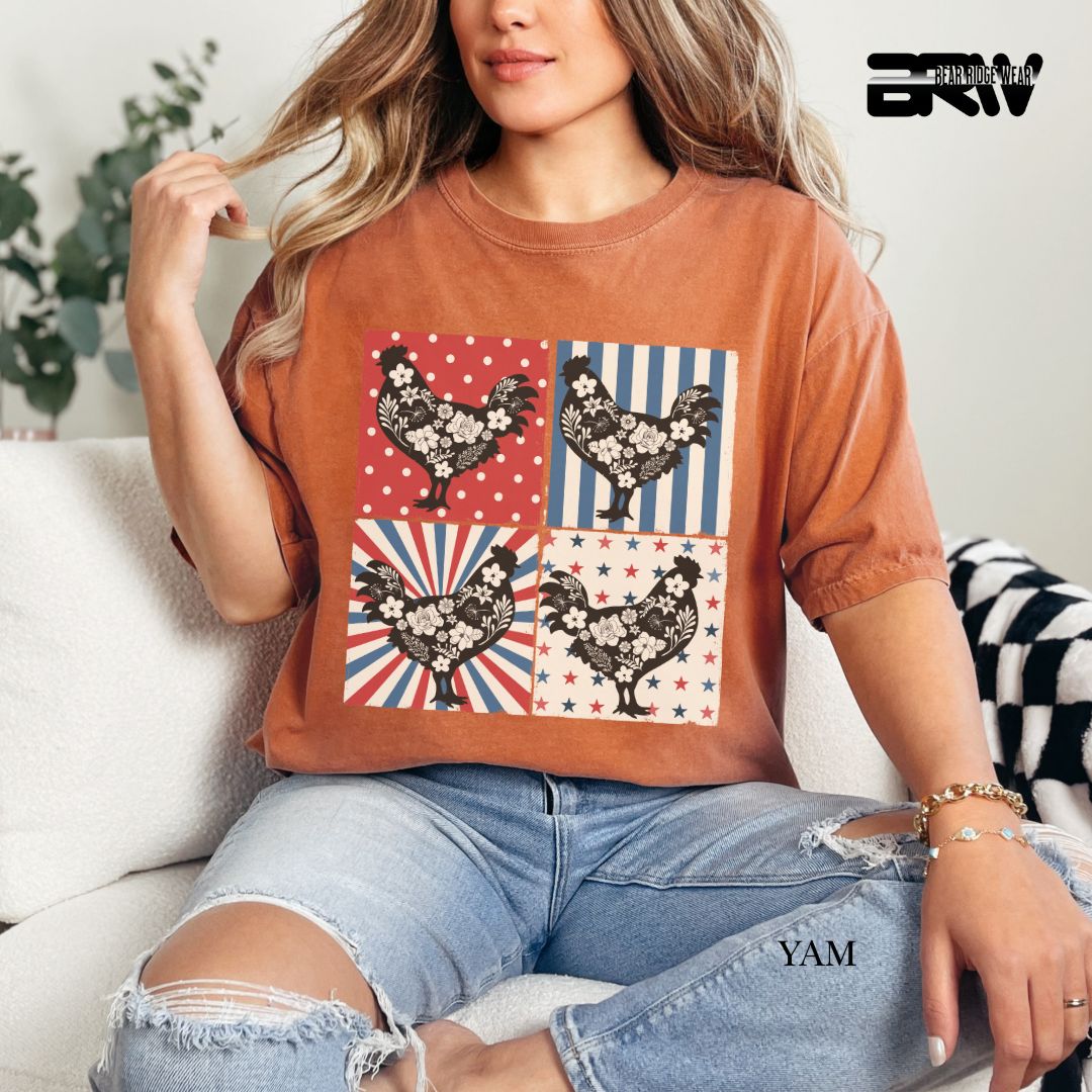 4th Of July Chickens - Patriotic Tee