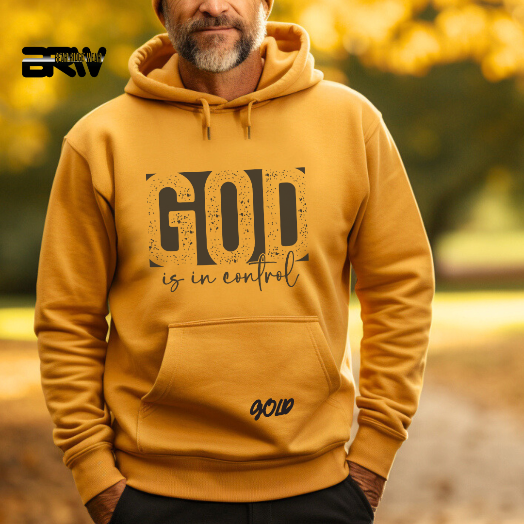 'God Is In Control' Black Stroke  Faith Hoodie