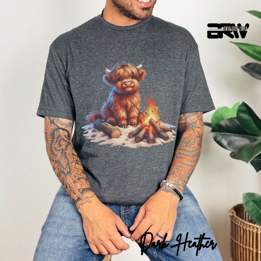 'Highland Cow-Bonfire' Summer T- Shirt