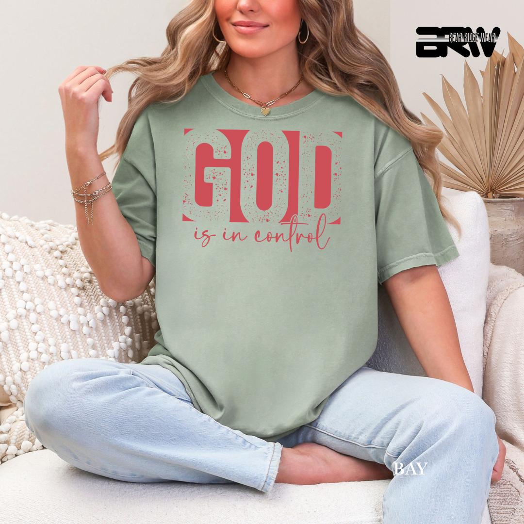 'God Is In Control-Pink' Faith Tee