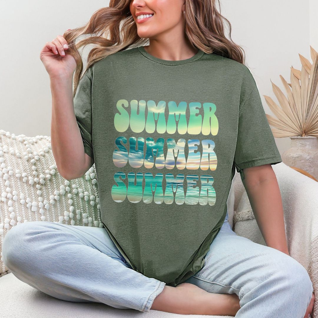 'Vibrant Summer Bubble Letter'  Summer Tee