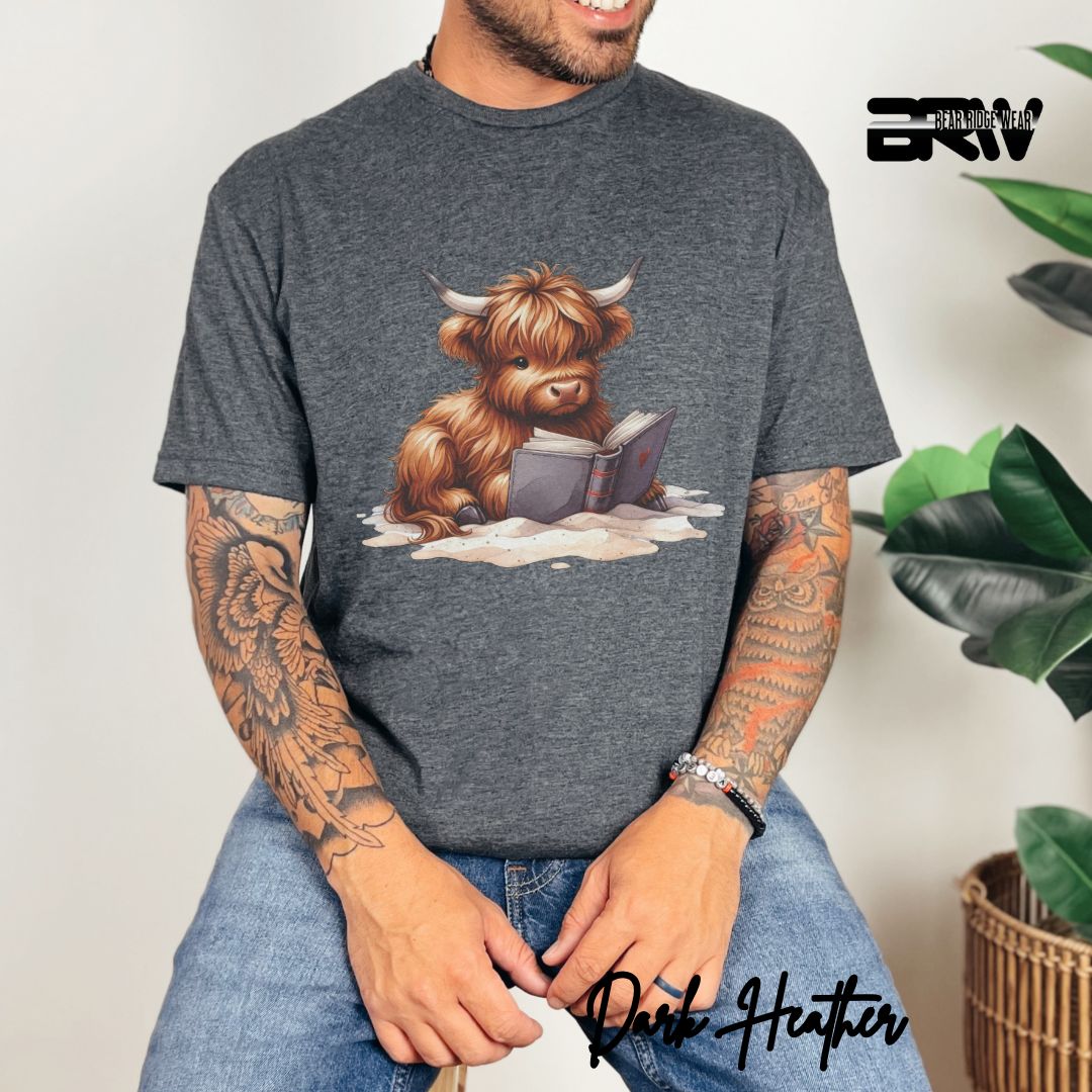 'Highland Cow-Beach-Book' Summer T- Shirt