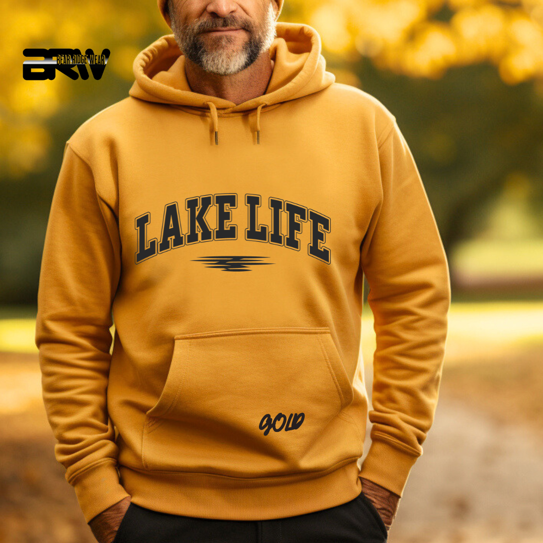 "Lake Life" Black Stroke Hoodie