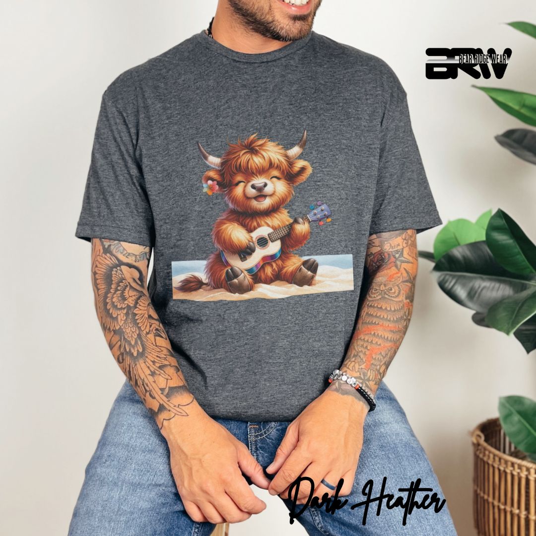 'Highland Cow-Guitar' Summer T- Shirt