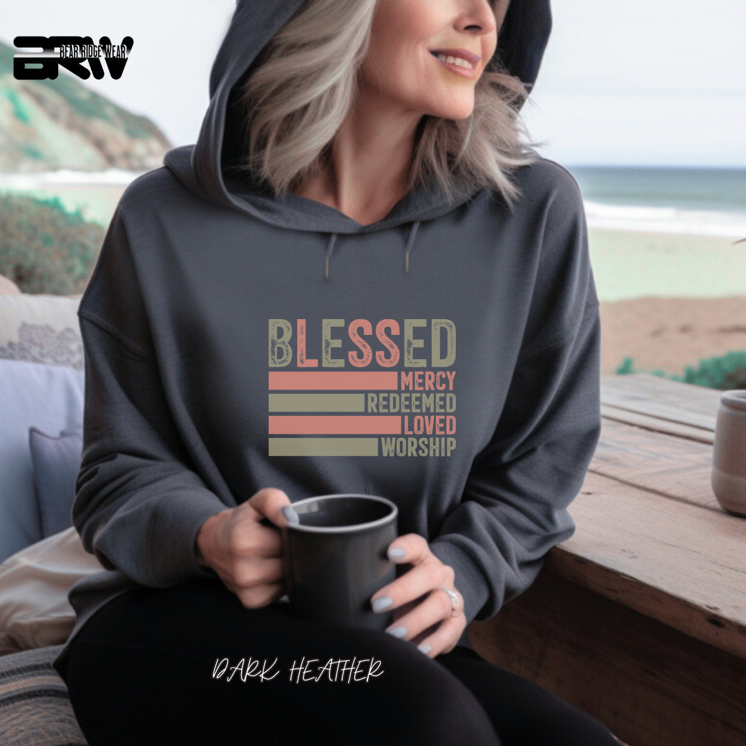 'Blessed, Mercy, Redeemed, Loved, and Worship' Faith Hoodie