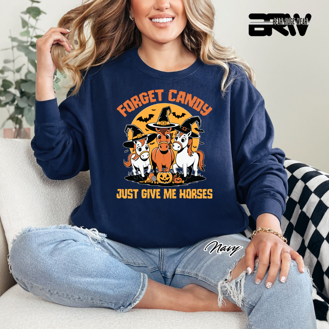 'Forget Candy-Horses.' Fall Crewneck Sweatshirt
