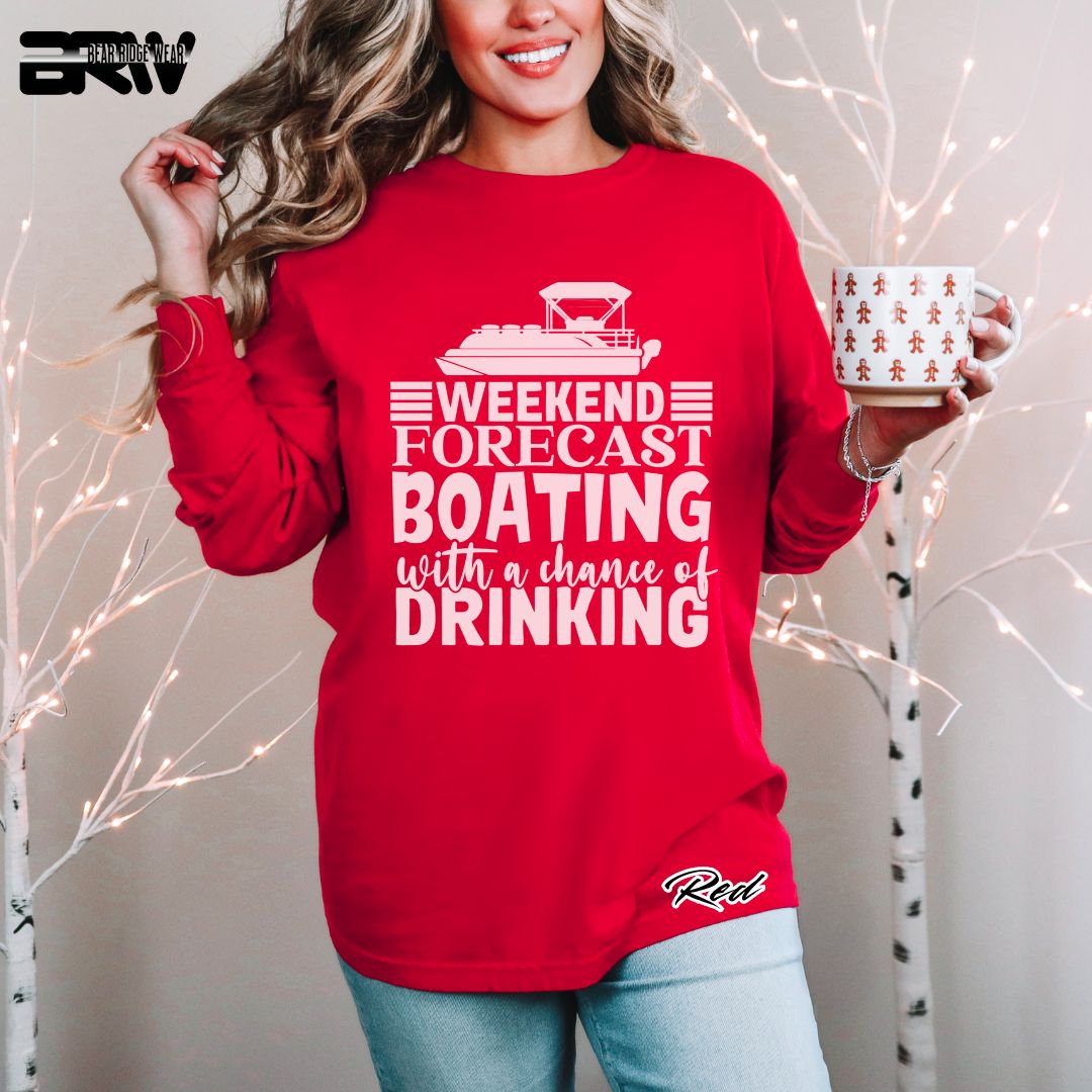 'Weekend Forecast-Boating' Summer Long Sleeve Tee