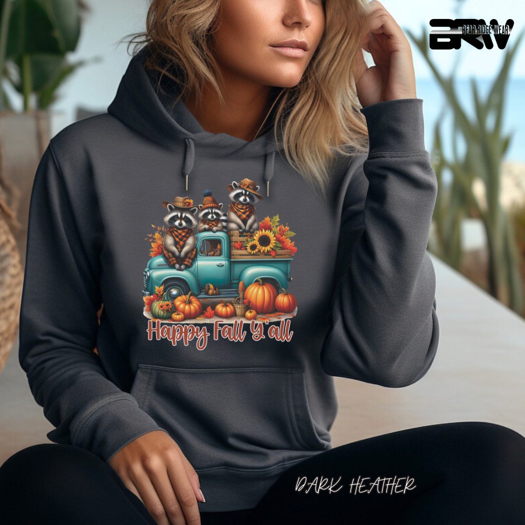 'Happy Fall Yall-Raccoons'  Fall Hoodie