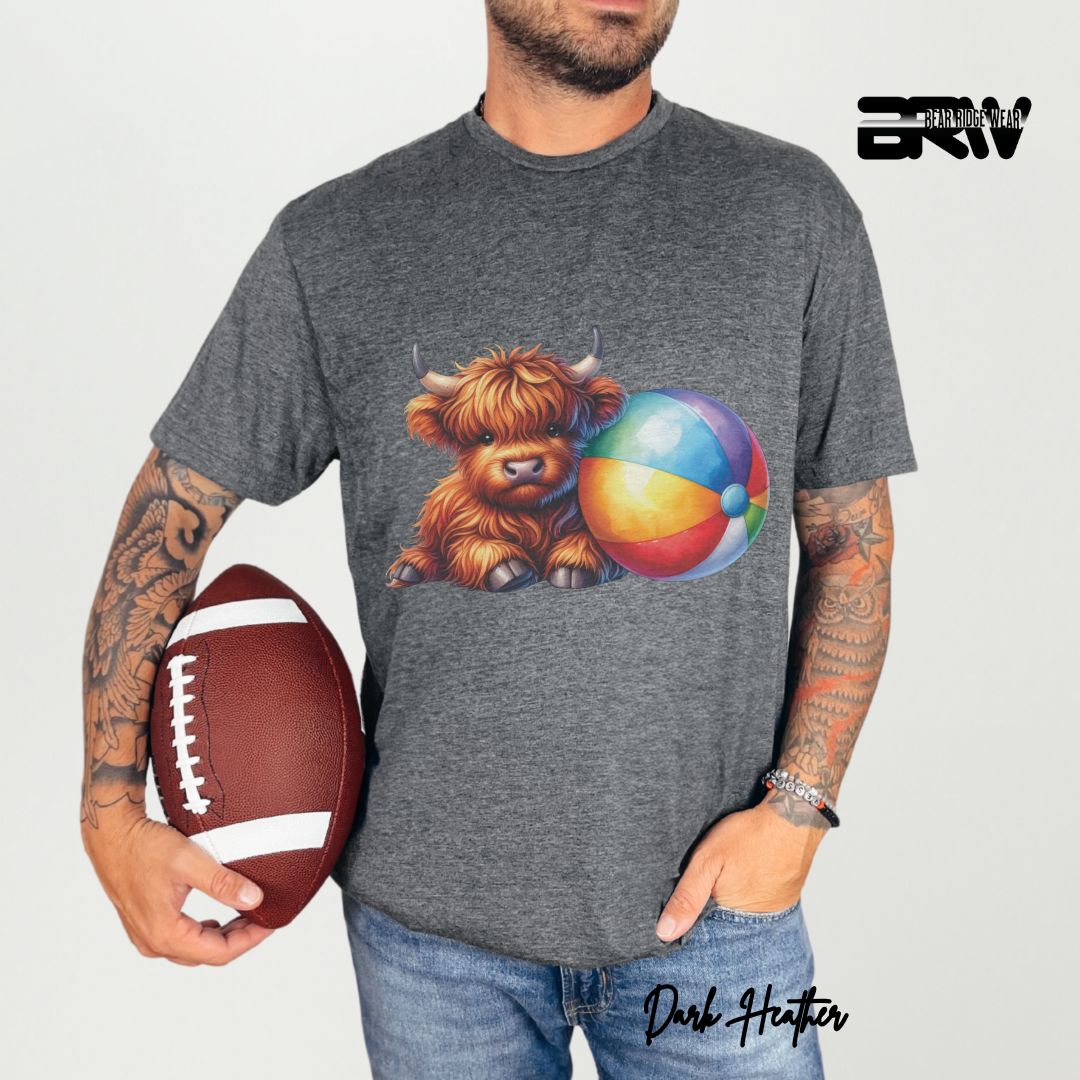 'Highland Cow-Beach-Ball' Summer T- Shirt