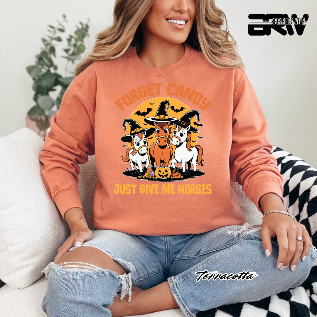 'Forget Candy-Horses.' Fall Crewneck Sweatshirt