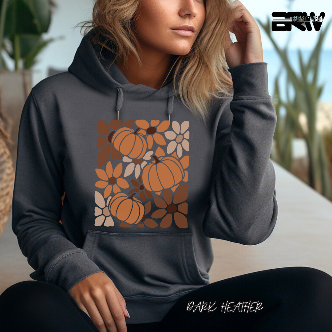 'Boho Floral Pumpkin' Fall Hoodie