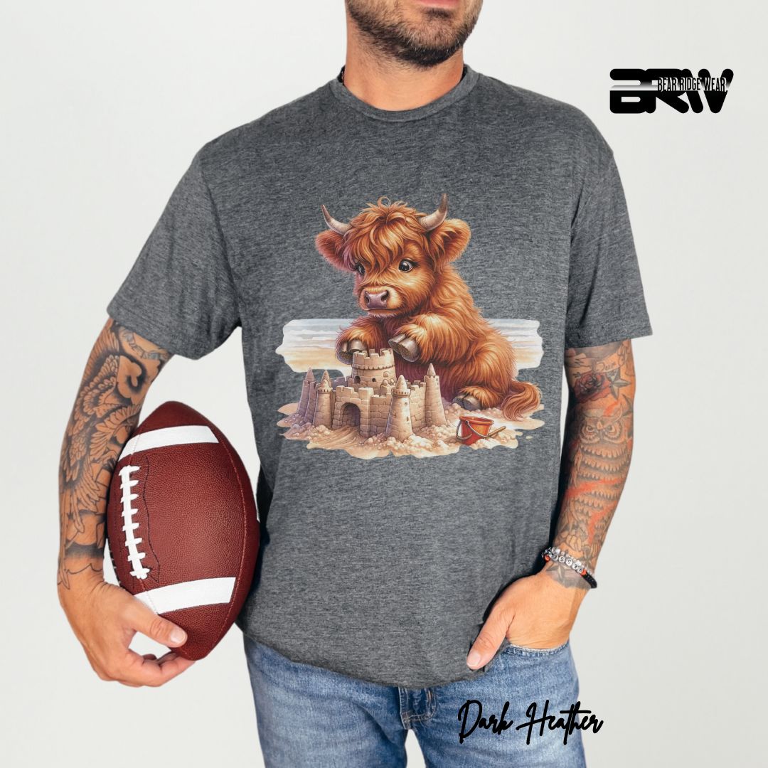 'Highland Cow-Sandcastle' Summer T- Shirt
