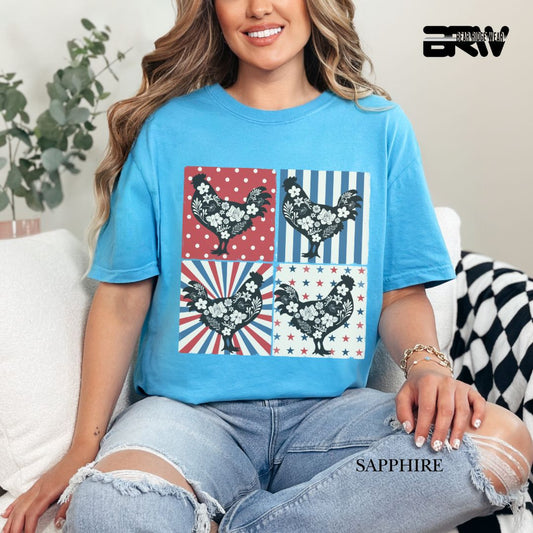 4th Of July Chickens - Patriotic Tee