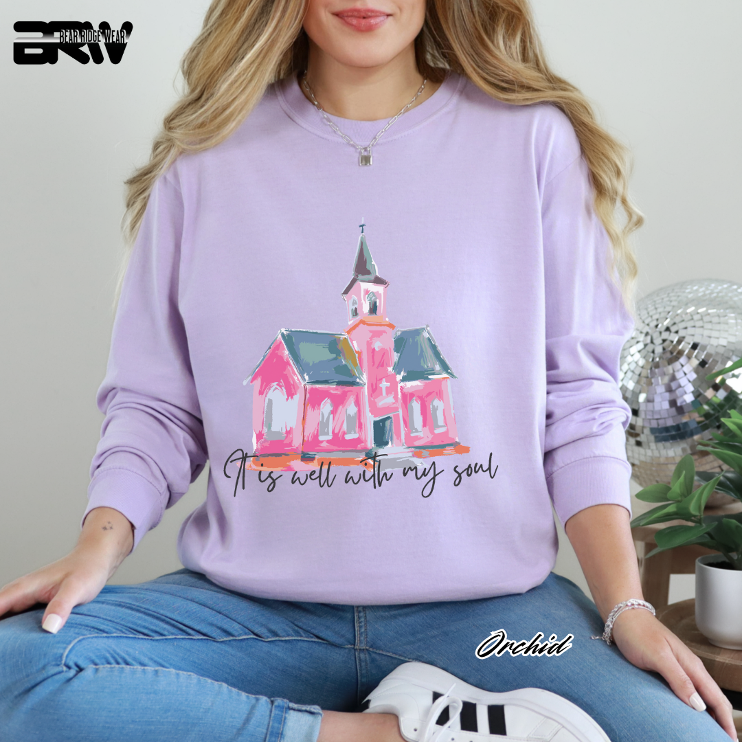'It Is Well With My Soul' Black Faith Long-Sleeve Tee