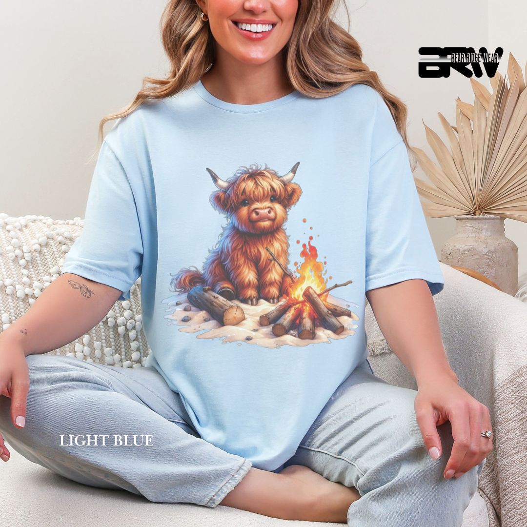 'Highland Cow-Bonfire' 2 Summer Tee