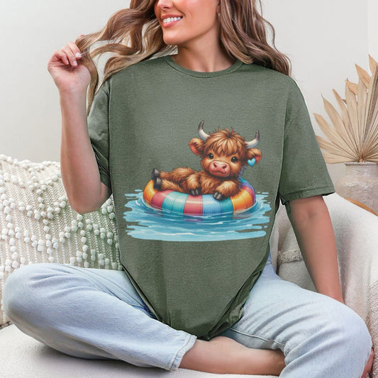 'Highland Cow-Float'  Summer Tee