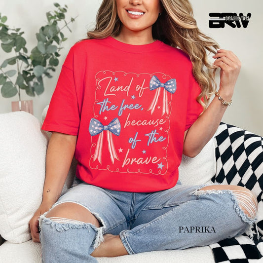 Land Of The Free-Bows- Patriotic Tee