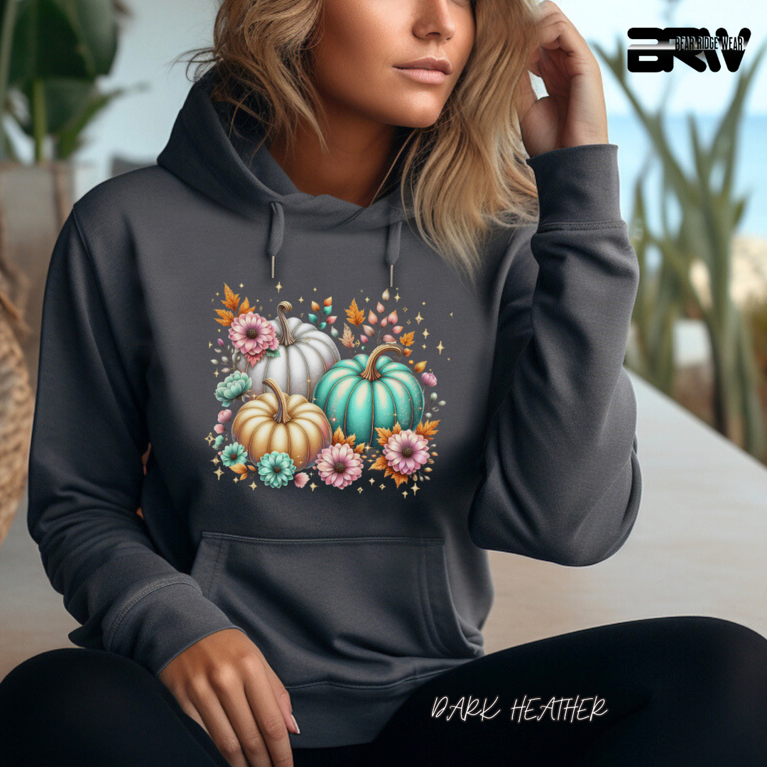 'Floral Shimmering Pumpkin' Fall Hoodie