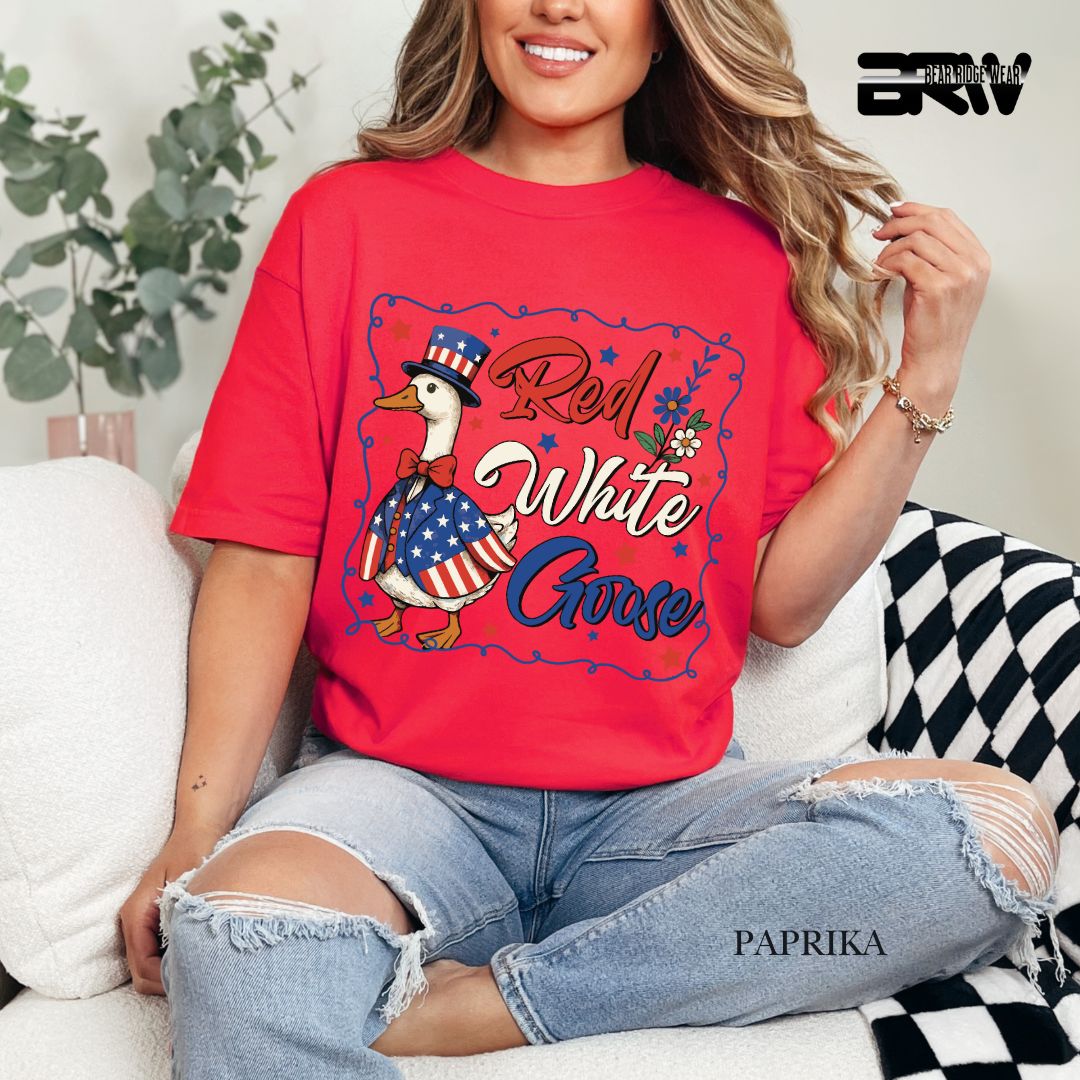 Red-White Goose- Patriotic Tee