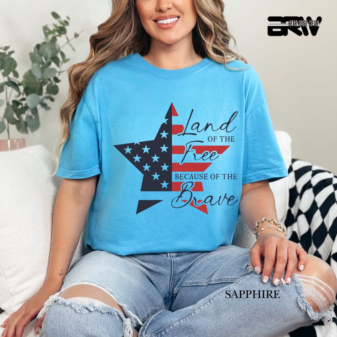 Land Of Free Star- Patriotic Tee