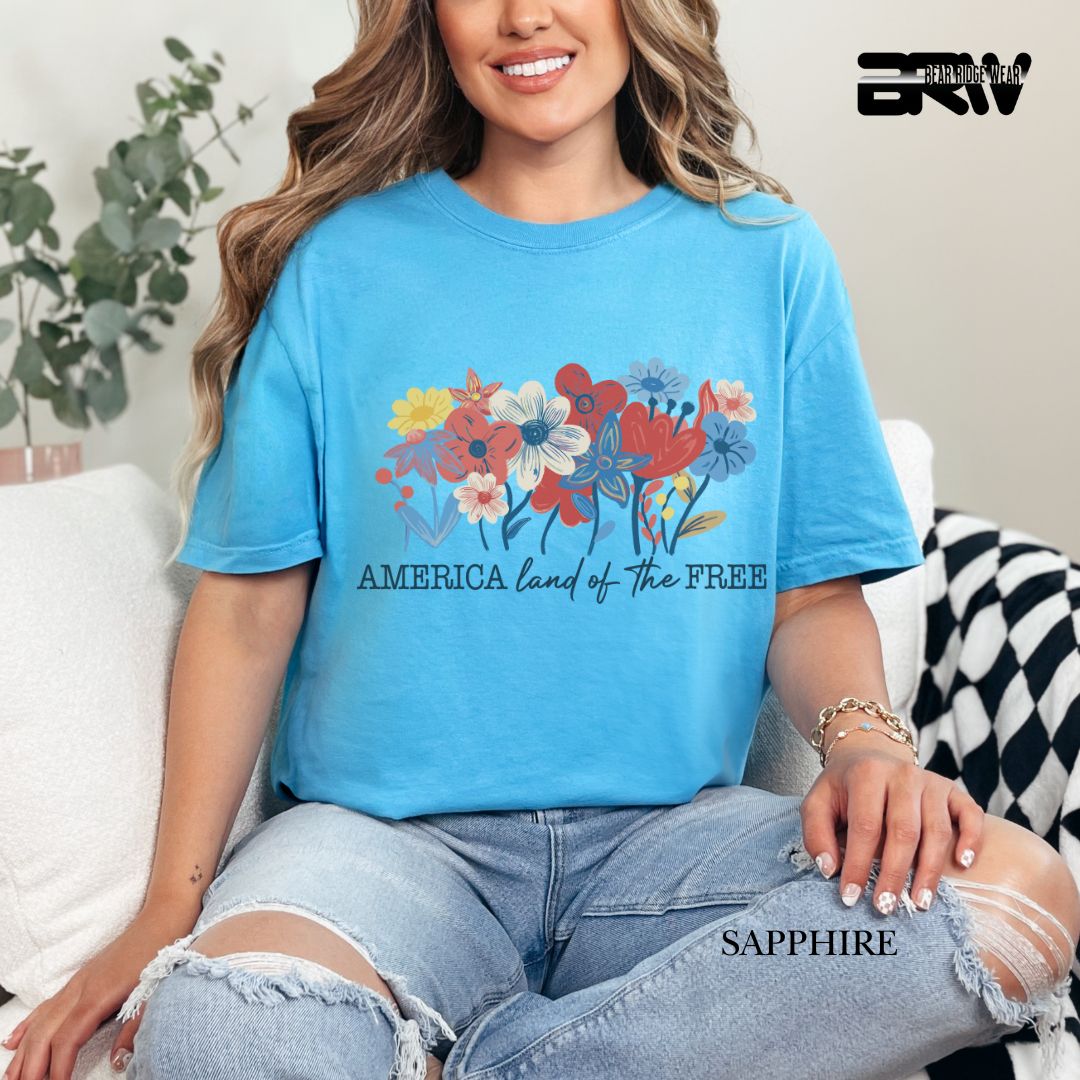 America Flowers- Patriotic Tee