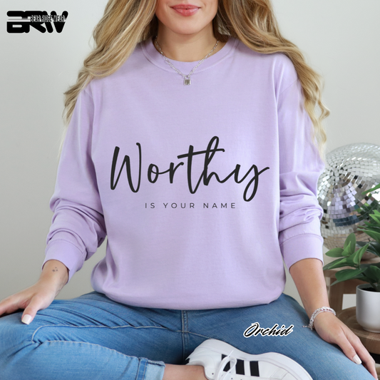 'Worthy Is Your Name' Faith Long-Sleeve Tee