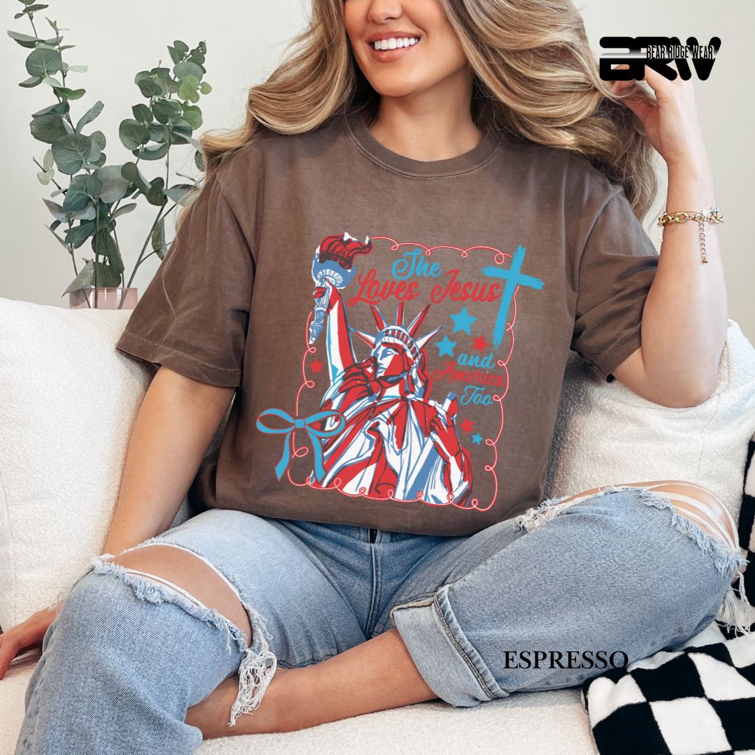 She Loves Jesus-America- Patriotic Tee