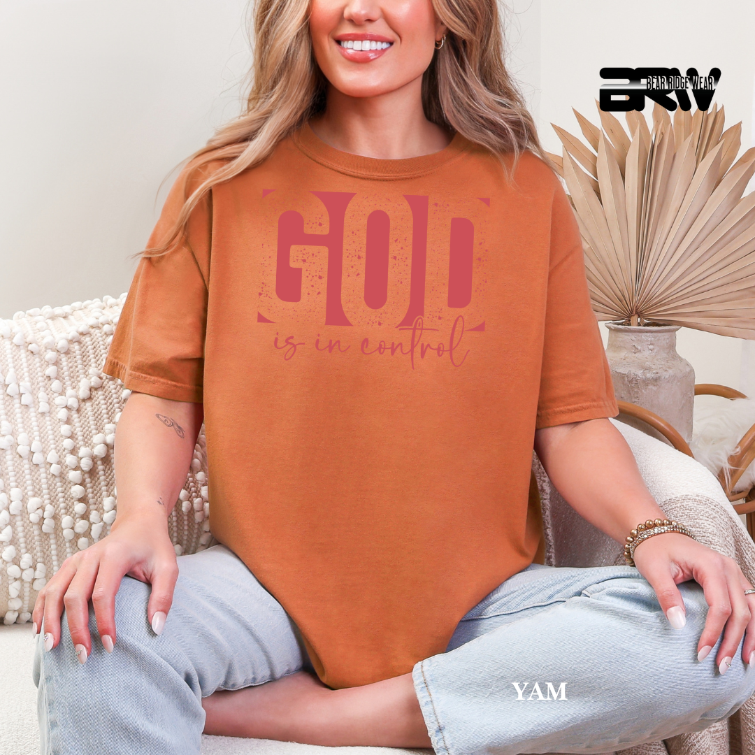'God Is In Control-Pink' Faith Tee
